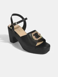 LEMON & PEPPER Women Block Heel Sandals with Buckles