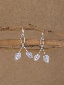 Clara 925 Sterling Silver Rhodium-Plated Leaf Shaped Drop Earrings