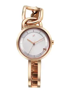 Fastrack Women Brass Embellished Dial & Bracelet Style Straps Analogue Watch 6298WM01
