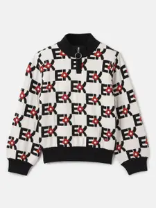ELLE Girls Typography Mock Collar Long Sleeves Pullover