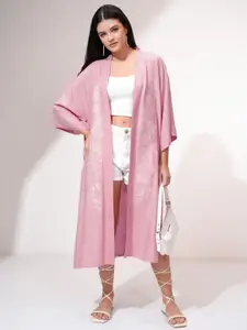 Vishudh Women Shawl Collar Embroidered Kimono Shrug