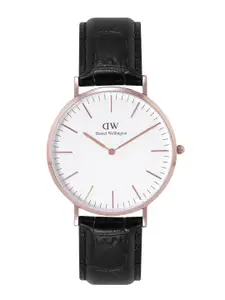 Daniel Wellington Men Dial & Leather Textured Straps Analogue Watch DW00100014K