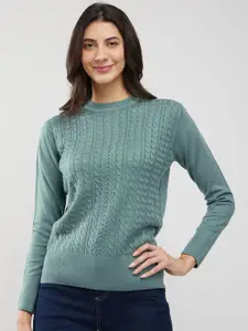 FableStreet Women Round Neck Cable Knit Pullover