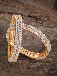 Kushal's Fashion Jewellery Set Of 2 Gold-Plated Cubic Zirconia Embellished Bridal Bangles