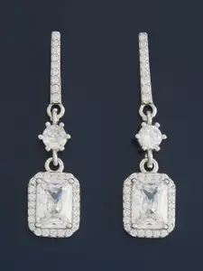 Kushal's Fashion Jewellery  Sterling Silver Zircon Rhodium-Plated Drop Earrings