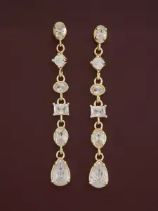 Kushal's Fashion Jewellery  Sterling Silver Zircon Gold-Plated Drop Earrings