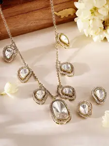 Priyaasi Gold-Plated Kundan Stone-Studded & Beaded Necklace and Earrings