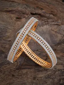 Kushal's Fashion Jewellery Set Of 2 Gold-Plated Zircon Stone Embellished Bridal Bangles