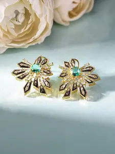 Priyaasi Gold-Plated American Diamond Stone Studded Contemporary Drop Earrings