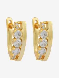 Kushal's Fashion Jewellery  Sterling Silver Zircon Gold-Plated Hoop Earrings