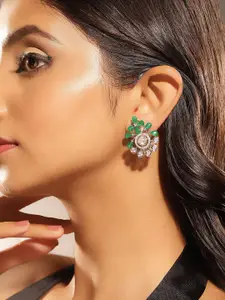 Priyaasi Silver-Plated American Diamond Stone Studded Contemporary Studs