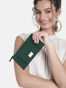 Van Heusen Women Green Solid Zip Around Wallet