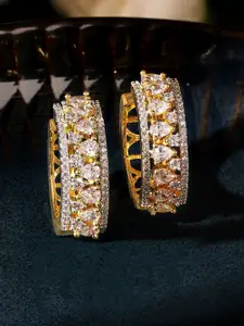 Priyaasi Gold -Plated American Diamond Stone Studded Circular Hoop Earrings