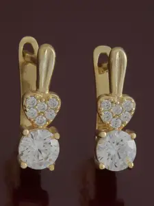 Kushal's Fashion Jewellery  Sterling Silver Zircon Gold-Plated Hoop Earrings
