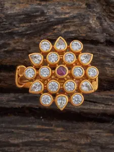 Kushal's Fashion Jewellery Embellished Bridal Gold-Plated Adjustable Finger Ring