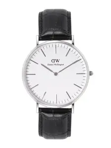 Daniel Wellington Men Dial & Leather Textured Straps Analogue Watch DW00100028K