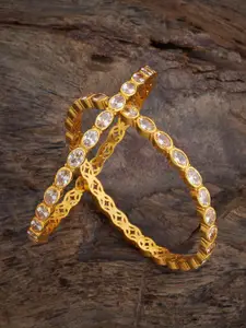 Kushal's Fashion Jewellery Embellished Bridal Set Of 2 Gold-Plated Zircon Bangles