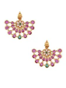 Priyaasi Gold-Plated Stone Studded Contemporary Studs