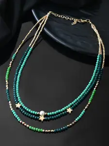 RICHEERA Silver-Plated Beaded Layered Statement Necklace