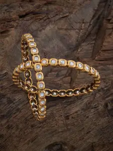 Kushal's Fashion Jewellery Embellished Bridal Set of 2 Gold-Plated Kundan Stone  Bangles