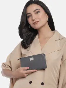 Van Heusen Women Grey Croc Textured Two Fold Wallet