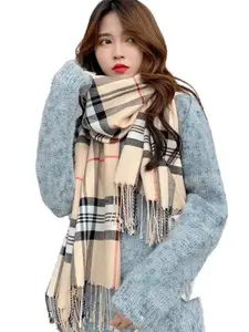 Alexvyan Women Checked Tasselled Scarf