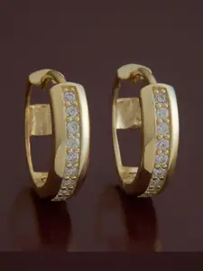 Kushal's Fashion Jewellery  Sterling Silver Zircon Gold-Plated Hoop Earrings