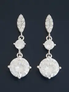 Kushal's Fashion Jewellery  Sterling Silver Zircon Rhodium-Plated Drop Earrings