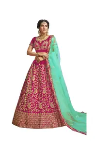 Maroosh Embroidered Thread Work Unstitched Lehenga & Blouse With Dupatta