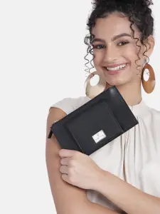 Van Heusen Women Black Solid Zip Around Wallet