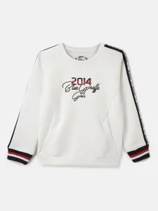 Blue Giraffe Girls Typography Printed Round Neck Sweatshirt