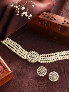 Priyaasi Kundan-Studded Beaded Necklace and Earrings