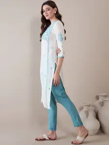 Anouk Floral Embroidered Thread Work Straight Kurta