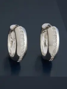 Kushal's Fashion Jewellery  Sterling Silver Zircon Rhodium-Plated Hoop Earrings