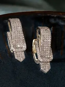 Priyaasi Silver-Plated American Diamond Stone Studded Contemporary Studs