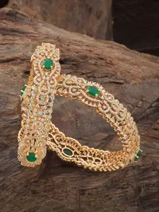 Kushal's Fashion Jewellery Set Of 2 Rhodium-Plated Zircon Embellished Bridal Bangles