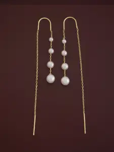 Kushal's Fashion Jewellery  Sterling Silver Zircon Gold-Plated Drop Earrings