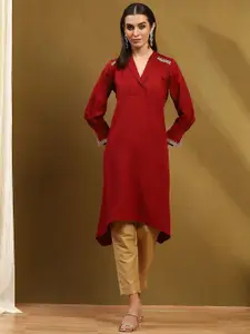 Biba Flared Sleeves Thread Work A-Line Kurta