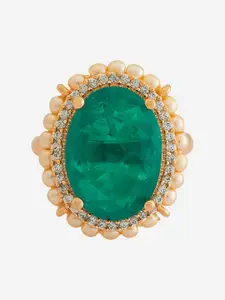 Kushal's Fashion Jewellery Rose Gold-Plated Zircon-Embellished Bridal Adjustable Ring