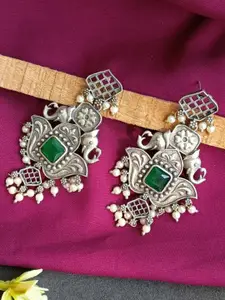 Efulgenz Rhodium-Plated Contemporary Oxidized Antique Drop Earrings