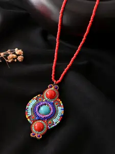 RICHEERA Silver-Plated Beaded Statement Necklace