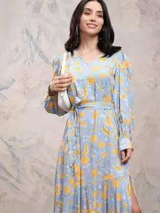 Vishudh Women Floral Printed Wrap Maxi Dress