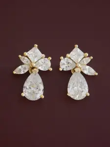 Kushal's Fashion Jewellery  Sterling Silver Zircon Gold-Plated Drop Earrings