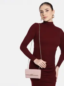 Van Heusen Women Animal Textured Envelope Wallet with Sling Strap