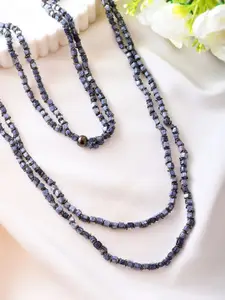 RICHEERA Silver-Plated Artificial Beads Beaded Layered Necklace