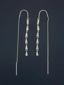 Kushal's Fashion Jewellery  Sterling Silver Zircon Rhodium-Plated Drop Earrings