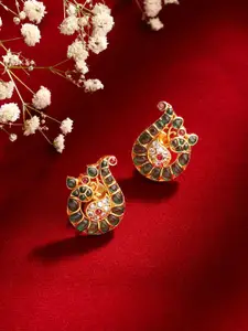 Priyaasi Gold-Plated Stone Studded Peacock Design Studs