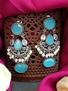 Efulgenz Rhodium-Plated Contemporary Crystals Chandelier Chandbalis