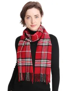 Alexvyan Women Checked Tasselled Scarf