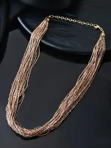 RICHEERA Gold-Plated Artificial Beads Beaded Layered Necklace